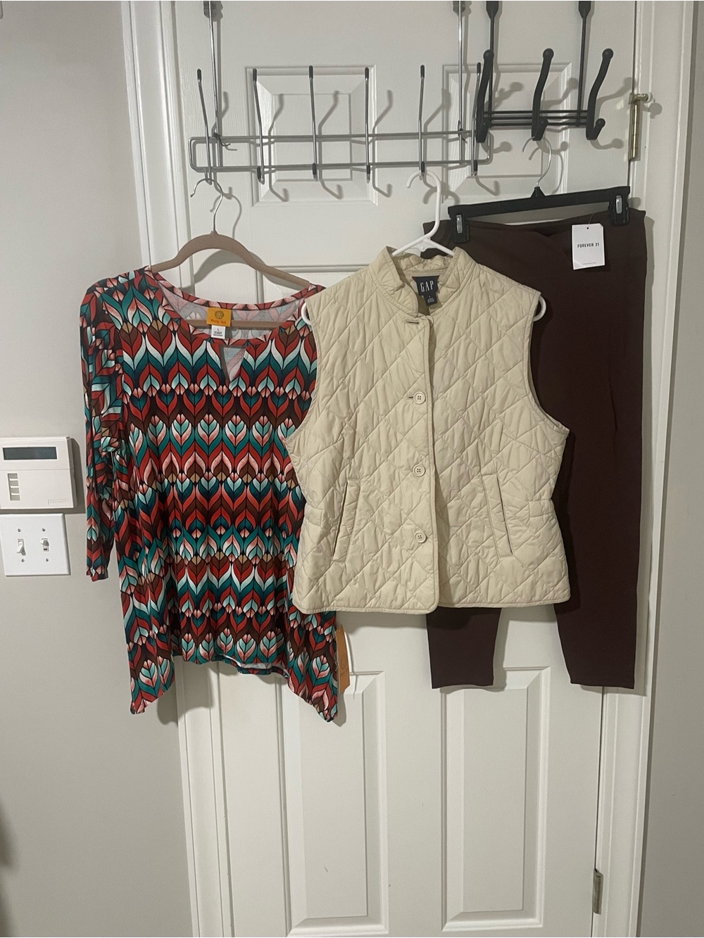 GAP Cream Quilted Button-Front Vest lg large brown nwt leggings nwt top ruby rd